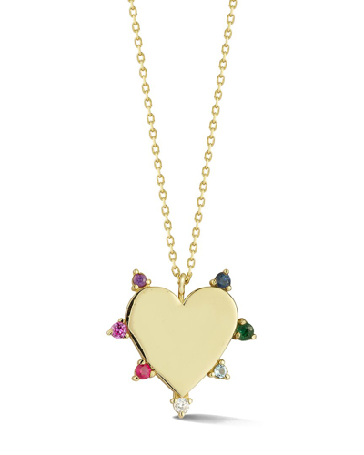 Ember Fine Jewelry 14k 0.02 Ct. Tw. Diamond & Gemstone Heart Necklace In Gold