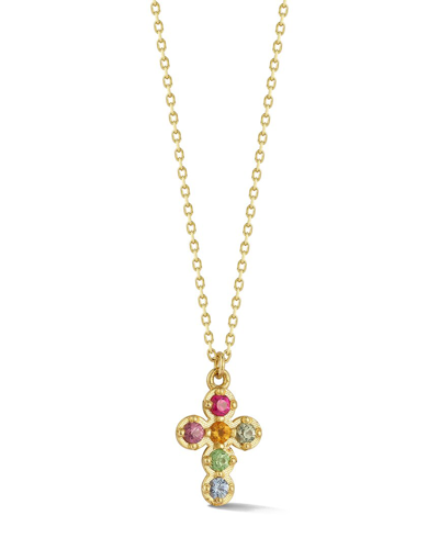 Ember Fine Jewelry 14k Gemstone Cross Necklace In Multi