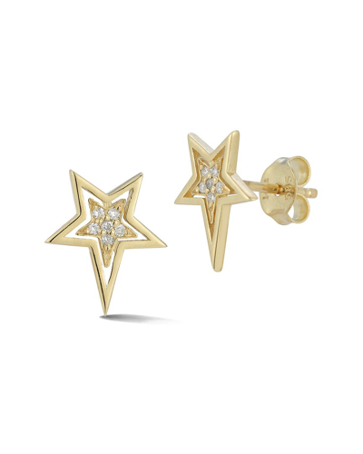 Ember Fine Jewelry 14k 0.06 Ct. Tw. Diamond Star Studs In Gold