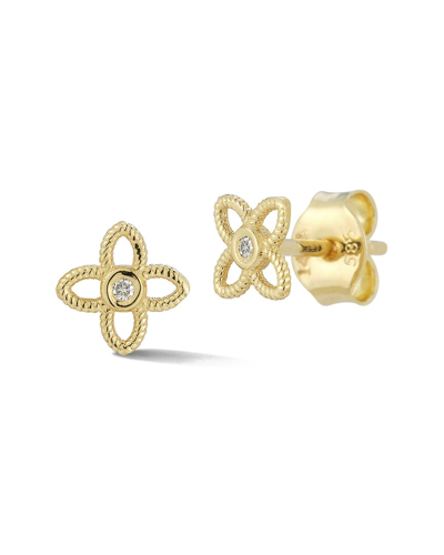 Ember Fine Jewelry 14k 0.01 Ct. Tw. Diamond Flower Studs In Gold