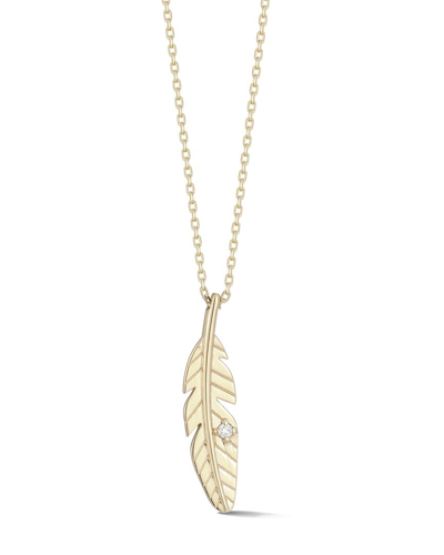 Ember Fine Jewelry 14k 0.02 Ct. Tw. Diamond Feather Necklace In Gold