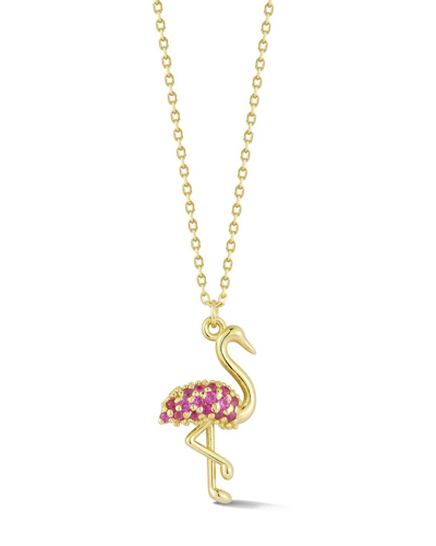 Ember Fine Jewelry 14k 0.15 Ct. Tw. Ruby Flamingo Necklace In Gold