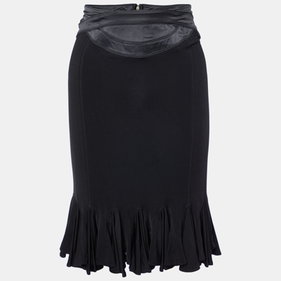 Pre-owned Just Cavalli Black Jersey & Satin Detail Mini Skirt M