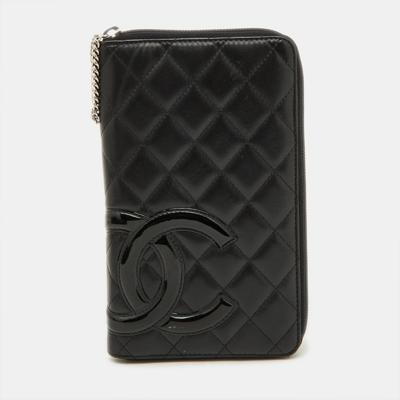 Pre-owned Chanel Black Quilted Leather Cambon Ligne Zippy Organizer Wallet