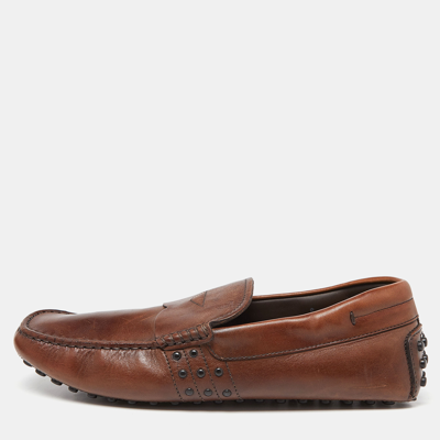 Pre-owned Tod's Brown Leather Penny Loafers Size 39.5