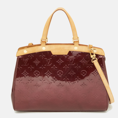 Pre-owned Louis Vuitton Amarante Monogram Vernis Brea Mm Bag In Burgundy