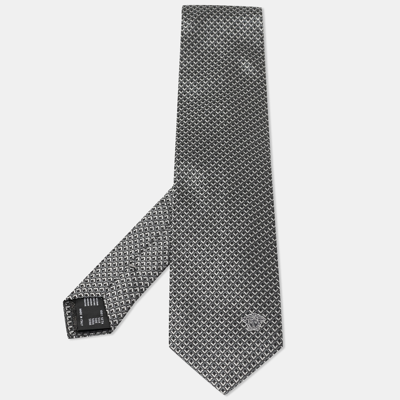 Pre-owned Versace Grey Diamond Pattern Silk Tie