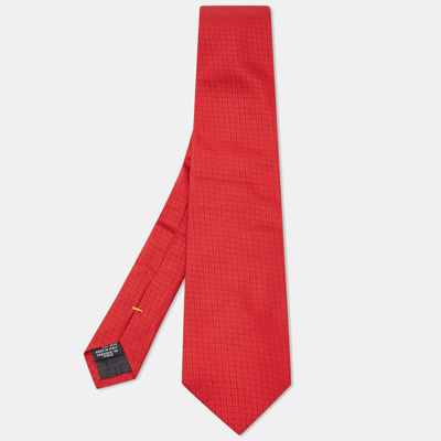 Pre-owned Fendi Red Ff Patterned Silk Tie