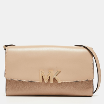 Pre-owned Michael Kors Beige Leather Montgomery Clutch Bag
