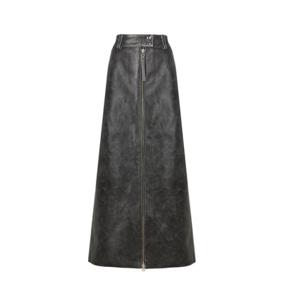 Vaquera Leather Maxi Skirt In Black