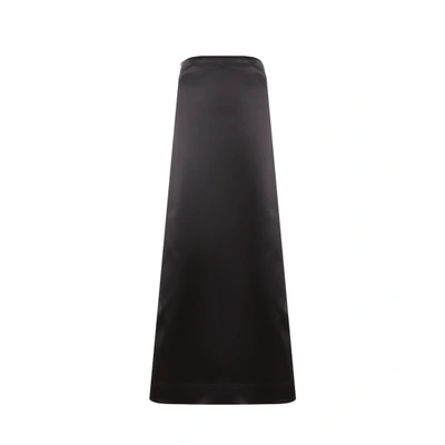 Ganni Straight Satin Maxi Skirt In Black