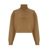 Prada Logo Turtleneck Jumper In Beige