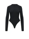 Balmain Lion-buttons Open-back Bodysuit In Black