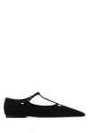 The Row Black Square T-strap Ballerina Flats In Black