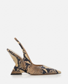 Attico Cheope Python-effect Leather Slingback Pumps In Beige