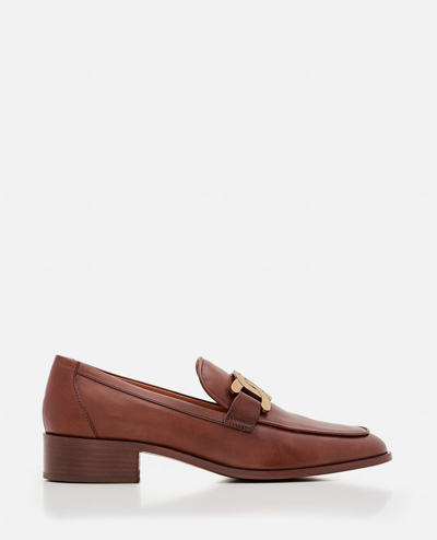 Tod's 35mm Heel Leather Moccasin In Brown