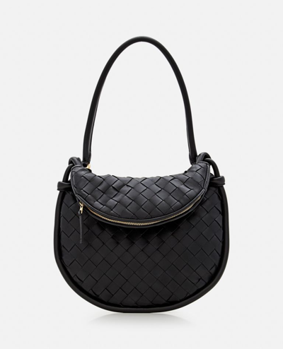 Bottega Veneta Gemelli Small Leather Shoulder Bag In Black