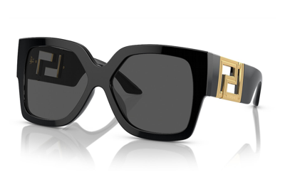 Pre-owned Versace Runway Rectangle Sunglasses Black (ve4402)