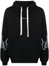 Vision Of Super Flame-embroidered Cotton Hoodie In Black