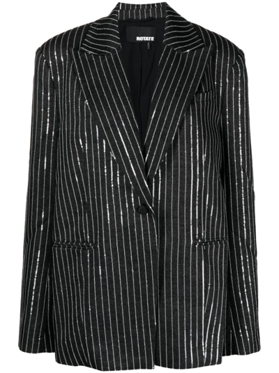 Rotate Birger Christensen Sequined Cotton Twill Blazer In Black