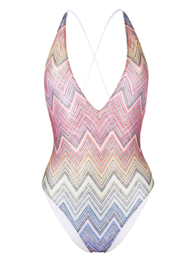 Missoni Chevron One-piece Swimsuit In Multi