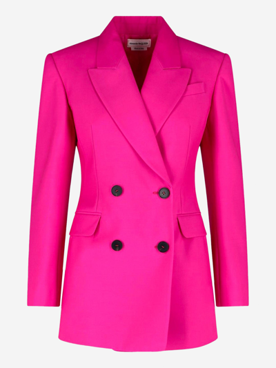 Pre-owned Alexander Mcqueen Wool Blazer In Pink