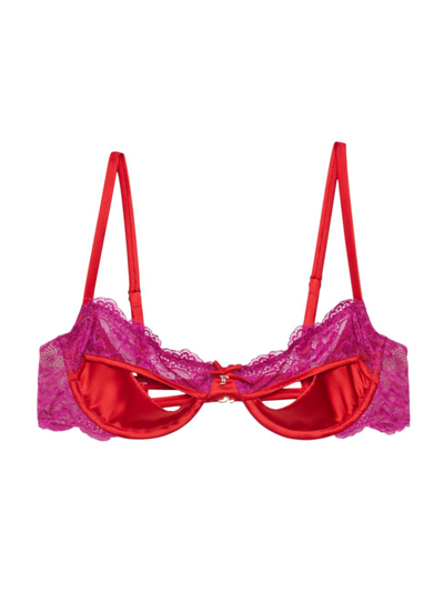 Fleur Du Mal Naomi Lace Cutout Balconette Bra In Vixen
