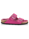 Birkenstock Arizona Shearling Suede Sandals In Fuchsia Tulip/fuchsia