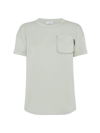 Brunello Cucinelli Women's Cotton Jersey T-shirt With Shiny Tab In Mint Green