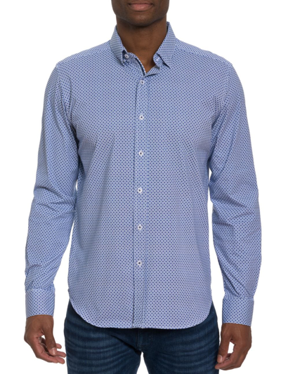 Robert Graham Adler Long Sleeve Knit Shirt In Light Blue