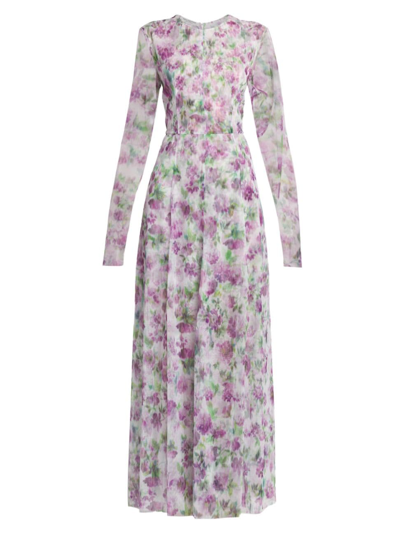 Philosophy Di Lorenzo Serafini Women's Floral Tulle Maxi Dress In Fantasy Print Violet