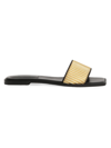Simkhai Carter Metallic Slide Sandals In Black Gold
