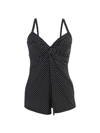 Miraclesuit Swim Women's Pin Point Love Knot Polka Dot Tankini Top In Black White