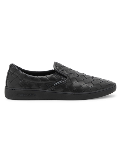 Bottega Veneta Intrecciato Full-grain Leather Slippers In Black