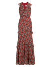 SALONI WOMEN'S RITA PRINTED SILK RUFFLE DRESS
