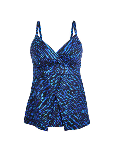 Miraclesuit Swim Women's Dot Com Cleo Tankini Top In Blue Multi