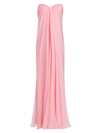 Alexander Mcqueen Strapless Draped Silk Chiffon Gown In Nude & Neutrals