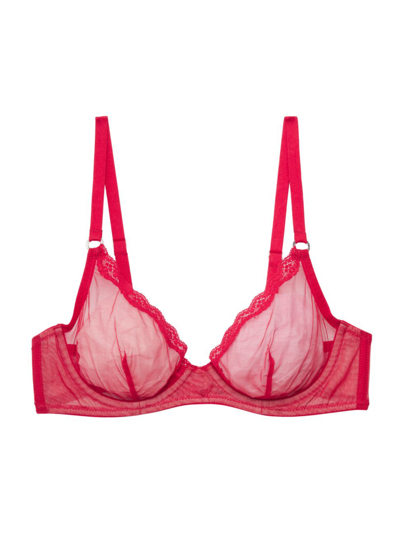 Fleur Du Mal Sheer Tulle Demi Bra Rouge In Red