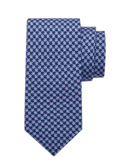 Ferragamo Men's Turtle Silk Tie In Blue