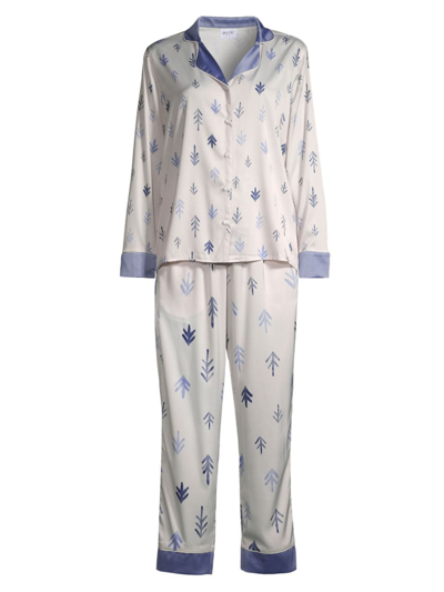 Averie Sleep Women's Tree Two-piece Pajama Set In Trees Snow Cream