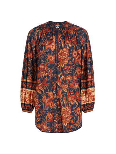 Zimmermann Junie Tunic Top In Dark Navy Floral