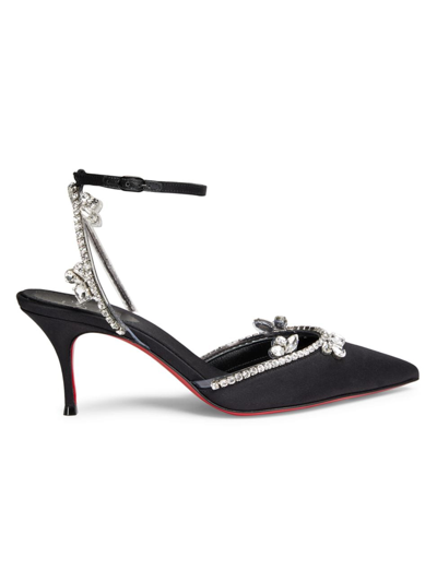 Christian Louboutin Marykate Queen Crystal-embellished Crepe Satin Pumps In Black