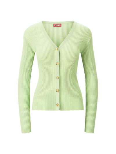 Staud Cargo Bicolor Button-down Sweater In Matcha