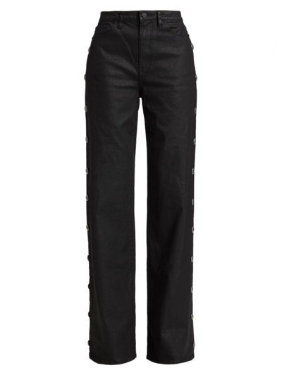 3x1 Flip Jean High-rise Wide-leg Jeans In Coated Noir W Studs