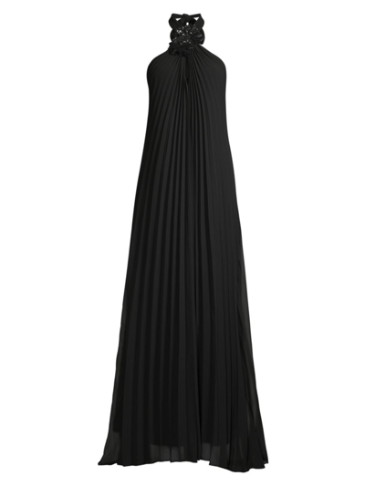 Ungaro Women's Billie Plissé Crepe Chiffon Halterneck Gown In Black