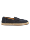 Brunello Cucinelli Men's Suede Espadrille Loafers In Navy