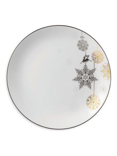 Prouna Winter Crystal Salad/ Dessert Plate In White Silver Gold