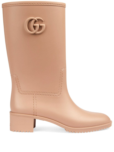 Gucci Rubber Rain Boots In Brown