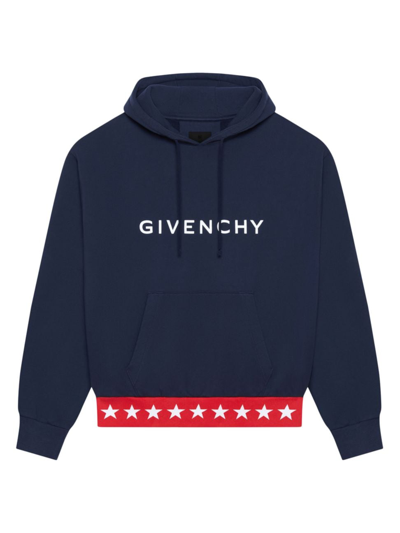 Givenchy Navy Dropped Shoulder Hoodie In Deep Blue