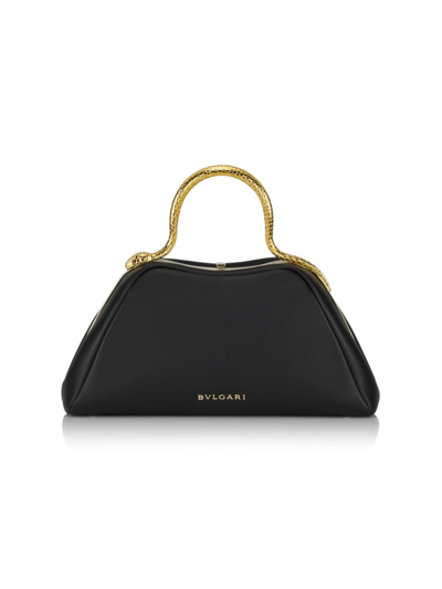 Bvlgari Women's Serpentine Leather Top Handle Bag In Black